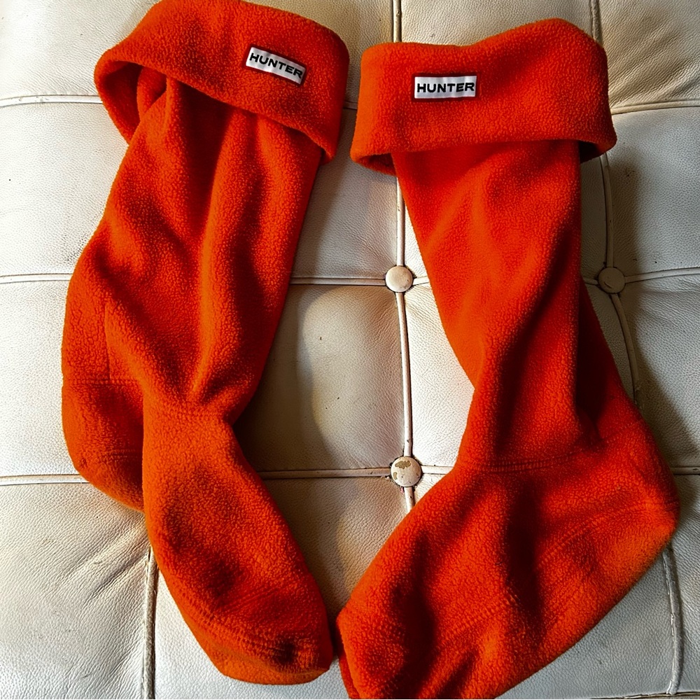 Hunter Vibrant Orange Fleece Socks, boot liners sz medium